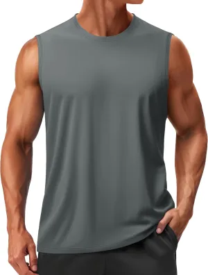 TACVASEN Men's Sleeveless Shirts Quick Dry Tank Tops for Men Sun Protection UPF 50  Athletic Gym Workout Muscle Shirts