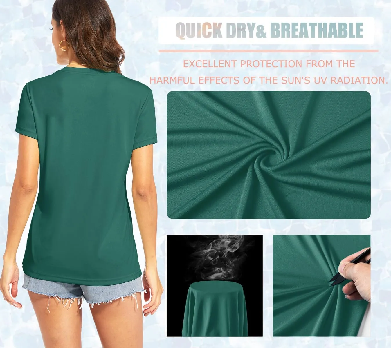 TACVASEN Workout Tops for Women UPF 50  Sun Protection V-Neck T Shirts Short Sleeve Quick Dry Athletic Running Shirts