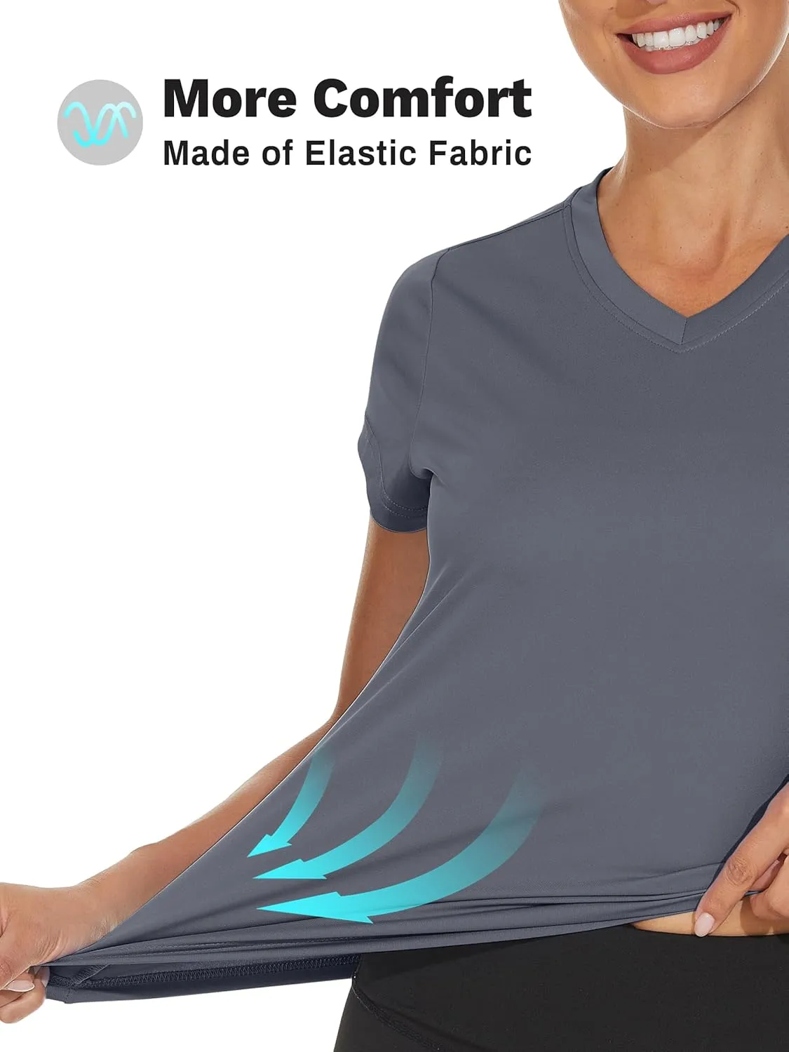 TACVASEN Workout Tops for Women UPF 50  Sun Protection V-Neck T Shirts Short Sleeve Quick Dry Athletic Running Shirts