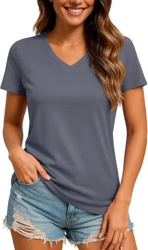 TACVASEN Workout Tops for Women UPF 50  Sun Protection V-Neck T Shirts Short Sleeve Quick Dry Athletic Running Shirts