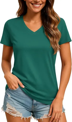 TACVASEN Workout Tops for Women UPF 50  Sun Protection V-Neck T Shirts Short Sleeve Quick Dry Athletic Running Shirts