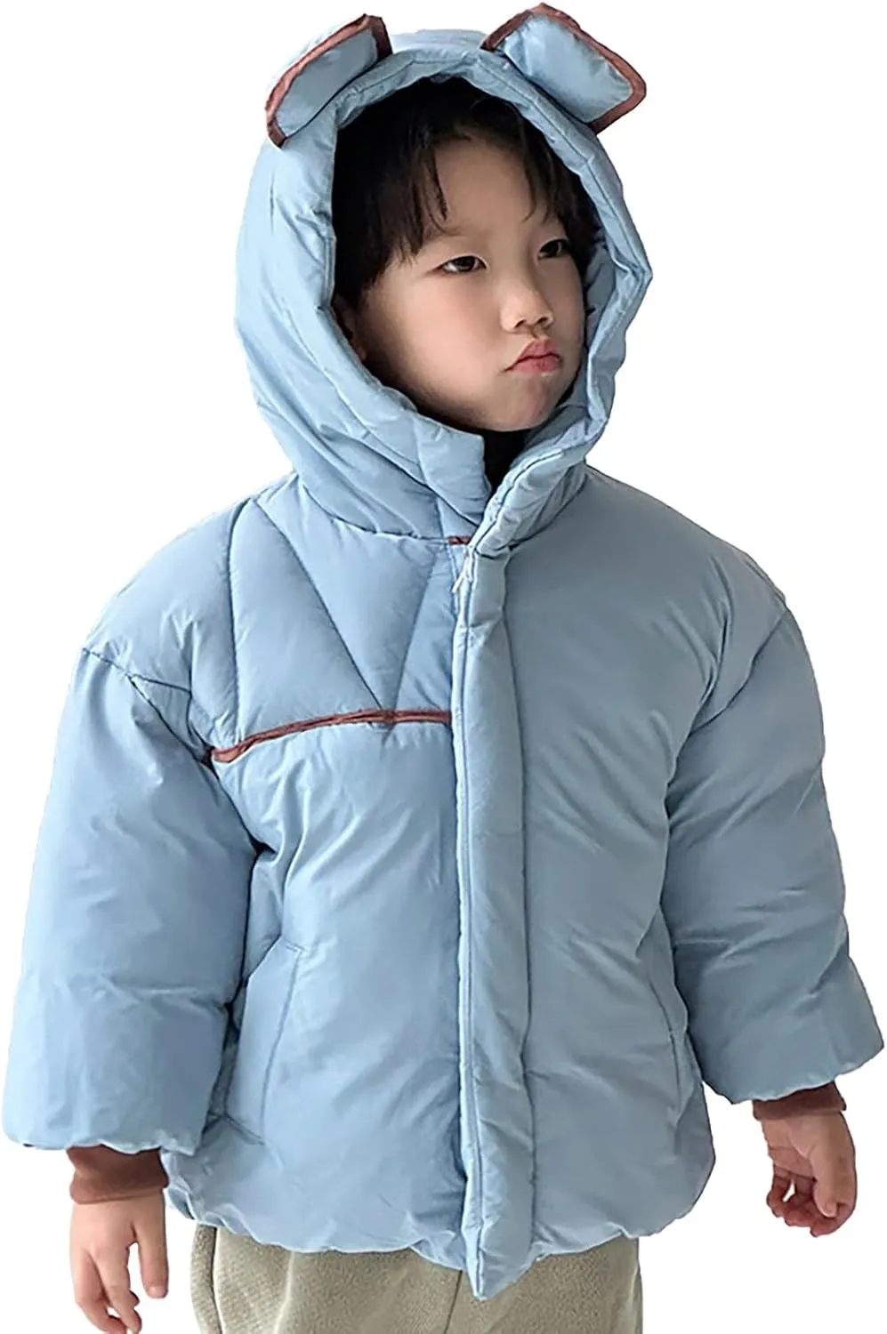 Toddler Boys Girls Winter Cute Down Coat Soft Cotton Padded Jacket Bear Ears Thick Warm Hooded Coats for Girls Big Kids