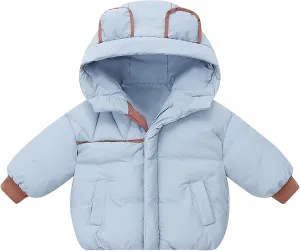 Toddler Boys Girls Winter Cute Down Coat Soft Cotton Padded Jacket Bear Ears Thick Warm Hooded Coats for Girls Big Kids