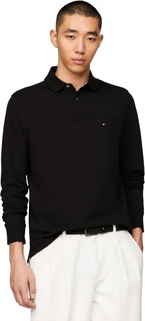 Tommy Hilfiger Men's Long Sleeve Polo Shirts in Regular Fit with Stretch and Organic Pique Cotton