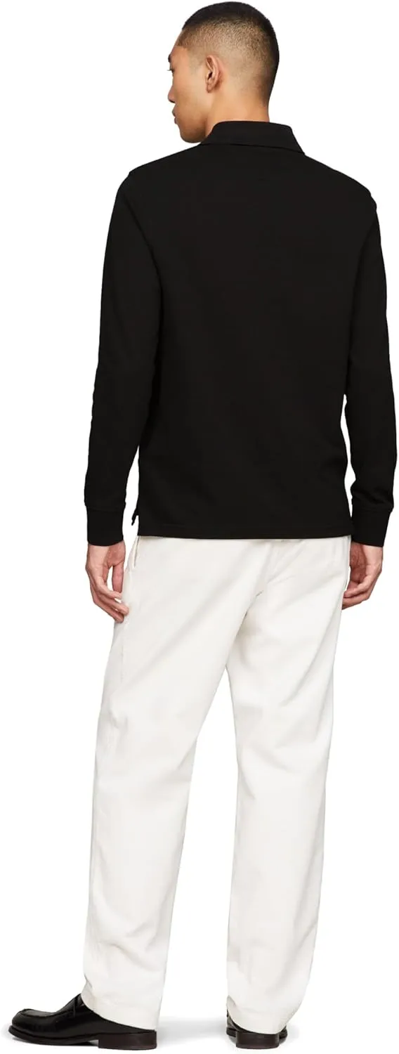 Tommy Hilfiger Men's Long Sleeve Polo Shirts in Regular Fit with Stretch and Organic Pique Cotton