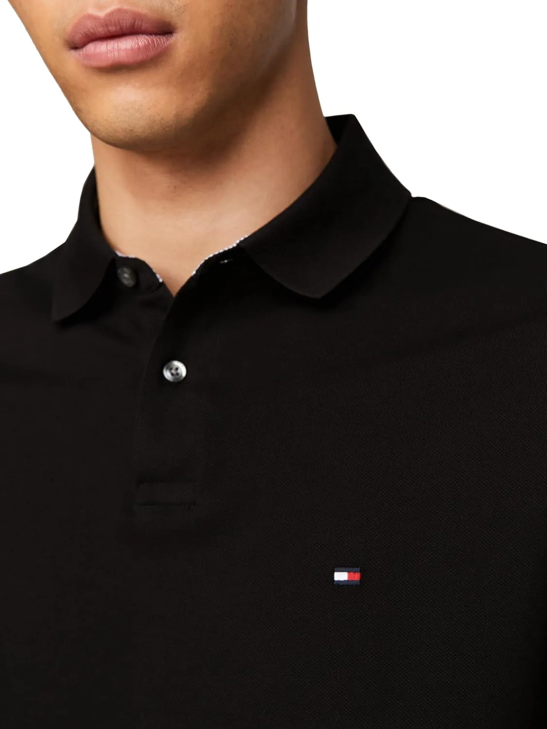 Tommy Hilfiger Men's Long Sleeve Polo Shirts in Regular Fit with Stretch and Organic Pique Cotton