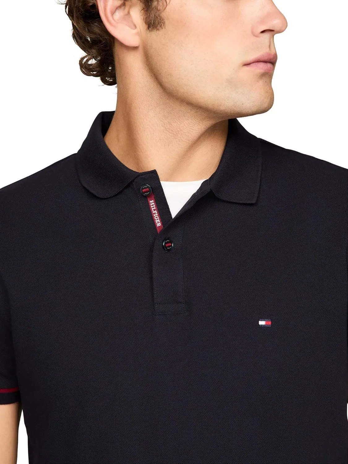 Tommy Hilfiger Men's Short Sleeve Casual Polo Shirts in Regular Fit with Stretch and Cuff Designs