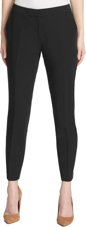 Tommy Hilfiger Women's Dress Pants  Straight-Legged Trousers for Women with Elastic Waist, Deep Black, 8