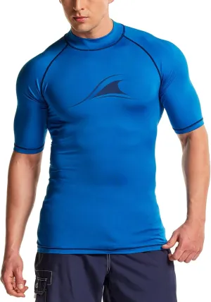 TSLA Men's Rash Guard Swim Shirts, UPF 50  Quick Dry Mid/Short Sleeve Swimming Shirt, UV/SPF Water Surf Shirts