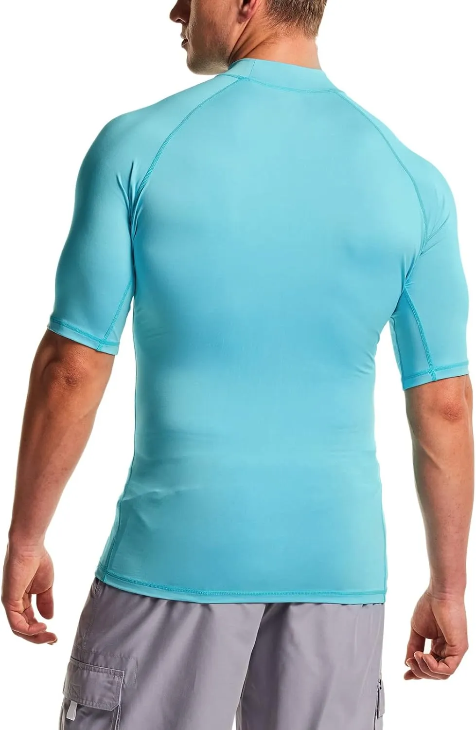 TSLA Men's Rash Guard Swim Shirts, UPF 50  Quick Dry Mid/Short Sleeve Swimming Shirt, UV/SPF Water Surf Shirts