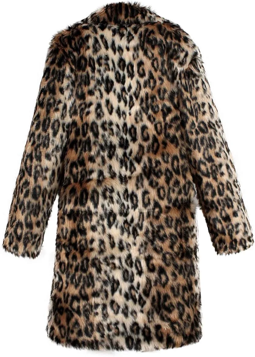 UMREN Men's Luxury Faux Fur Coat Jacket Winter Warm Long Coats Overwear Outwear