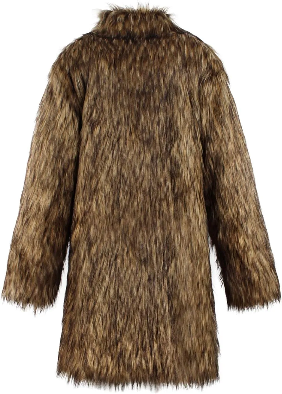 UMREN Men's Luxury Faux Fur Coat Jacket Winter Warm Long Coats Overwear Outwear