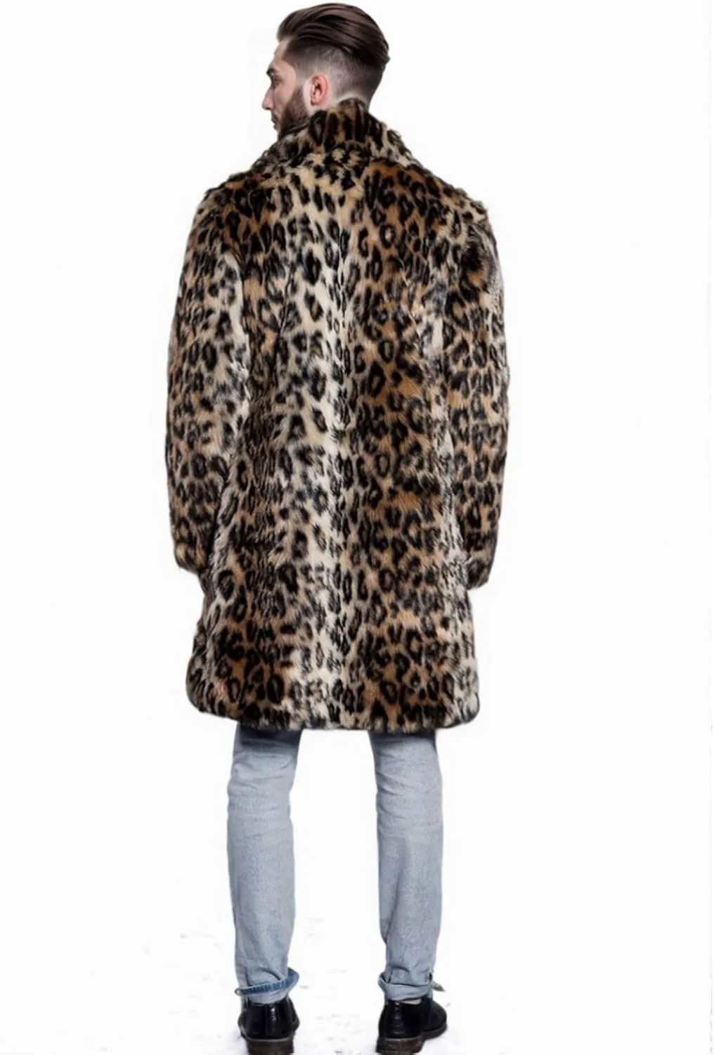 UMREN Men's Luxury Faux Fur Coat Jacket Winter Warm Long Coats Overwear Outwear