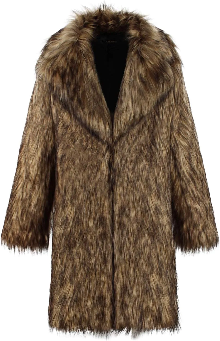 UMREN Men's Luxury Faux Fur Coat Jacket Winter Warm Long Coats Overwear Outwear