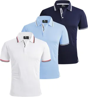 V VALANCH Polo Shirts for Men 3 Pack Golf Shirts Short Sleeve Moisture Wicking Collared Tennis Shirt Casual Stylish