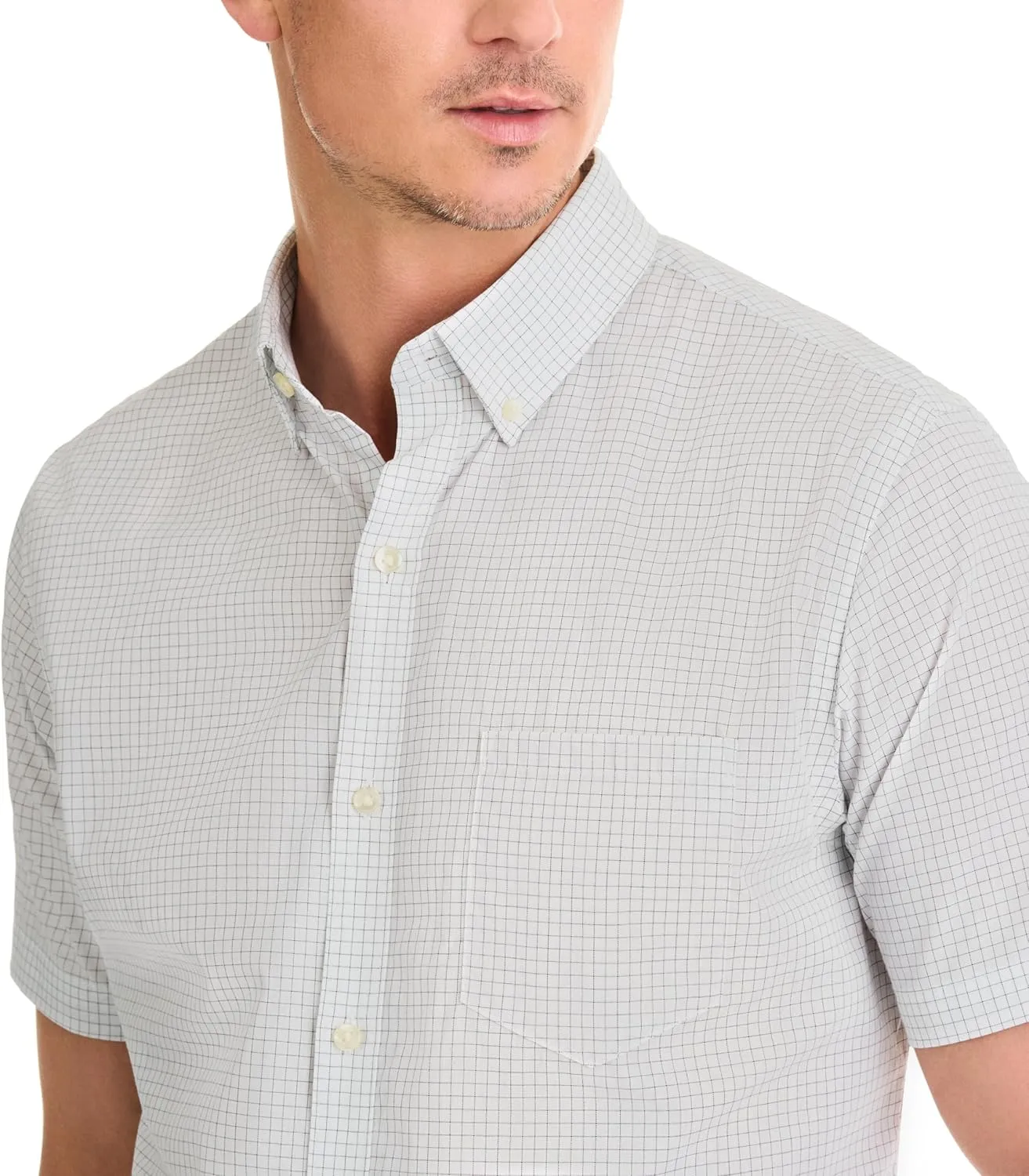 Van Heusen Men's Wrinkle Free Short Sleeve Button Down Check Shirt