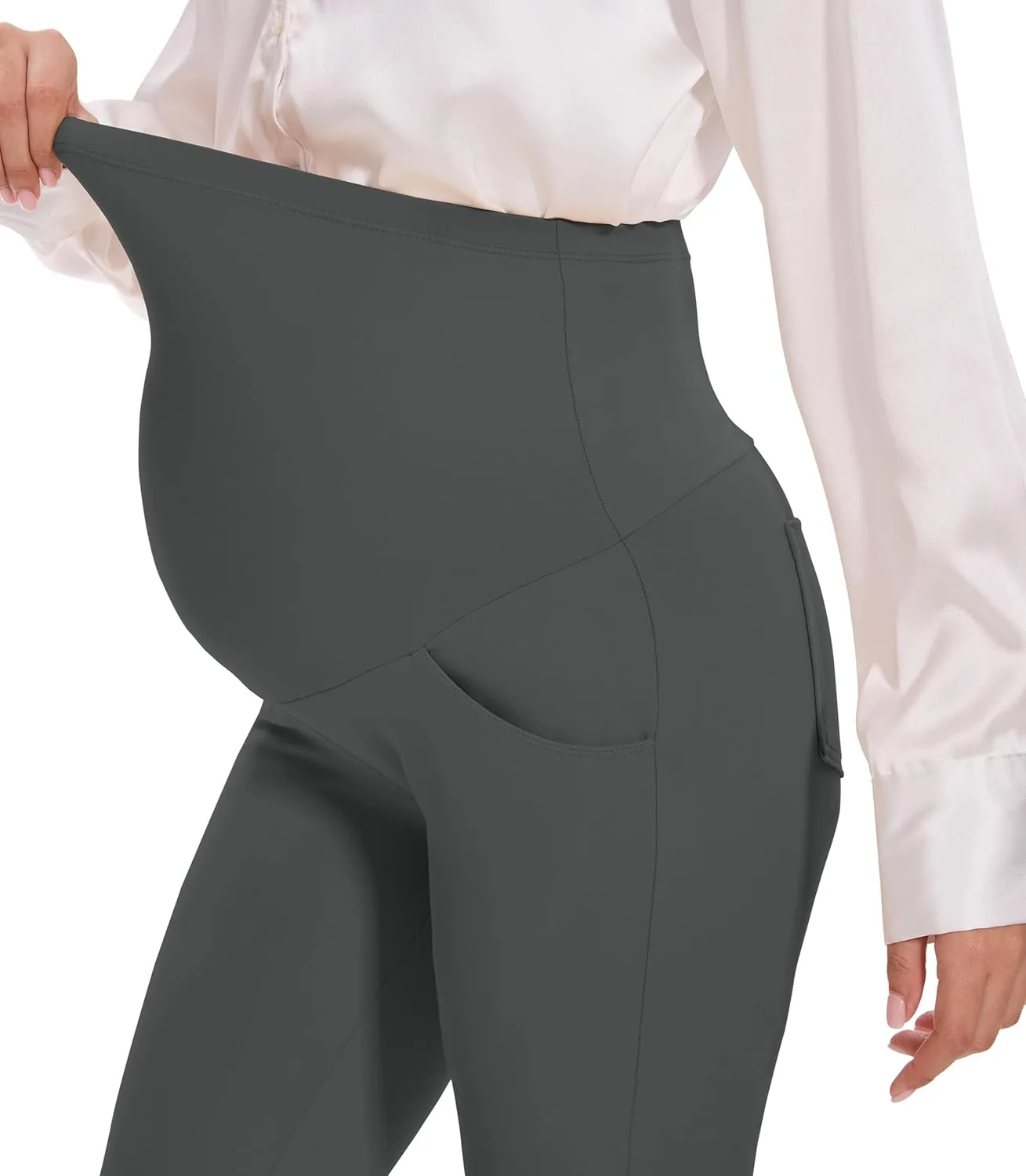 VIMPEP 27"/29"/31" Flare Maternity Yoga Pants Over The Belly Pregnancy Bootcut Strethcy Leggings with Pockets C201