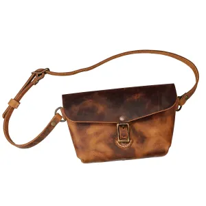 Vintage rustic genuine leather crossbody fanny pack, leather designer fanny pack for men, small shoulder bag V02-LFPB