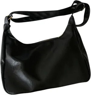 Vintage Soft Leather Hobo Crossbody Bag for Women, Slouchy Zippered Purse