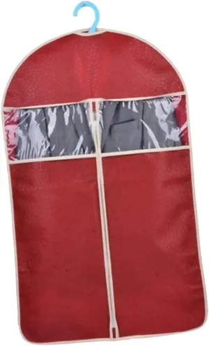 VOSAREA High End Dustproof Garment Storage Bag Dark Red Water Resistant Clothes Cover with Transparent Window for Organizing Suits Dresses Coats and More