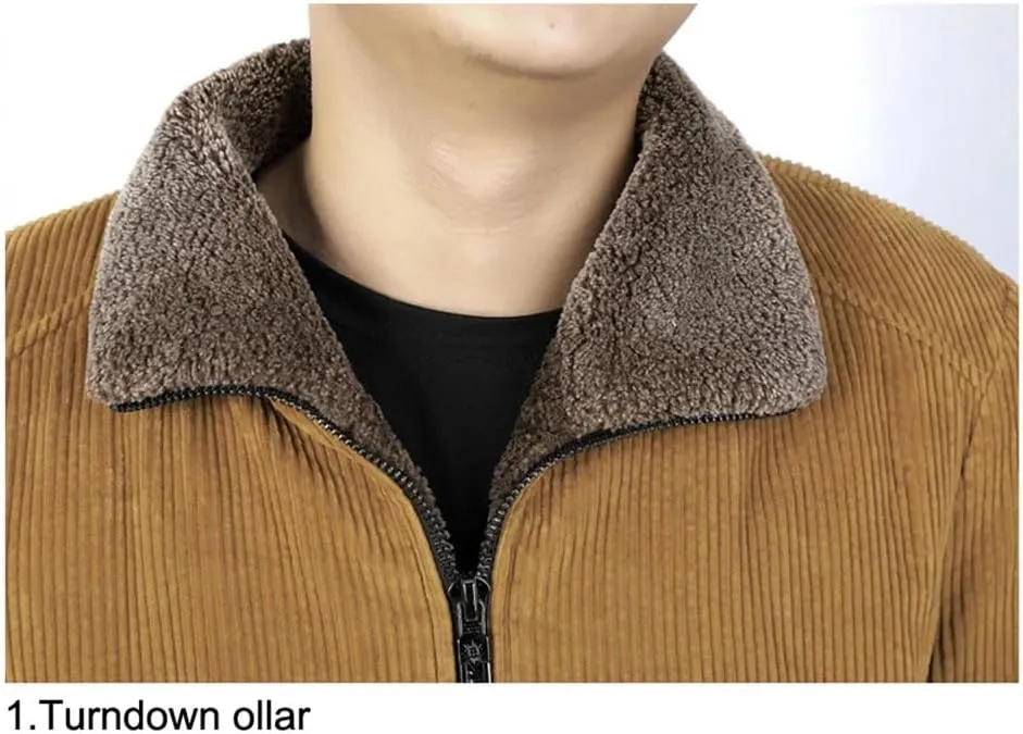 Vsadsau Men's Thicked Warm Jacket Corduroy Cotton Warm Padded Coats Casual Outwear Jackets