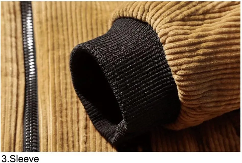 Vsadsau Men's Thicked Warm Jacket Corduroy Cotton Warm Padded Coats Casual Outwear Jackets