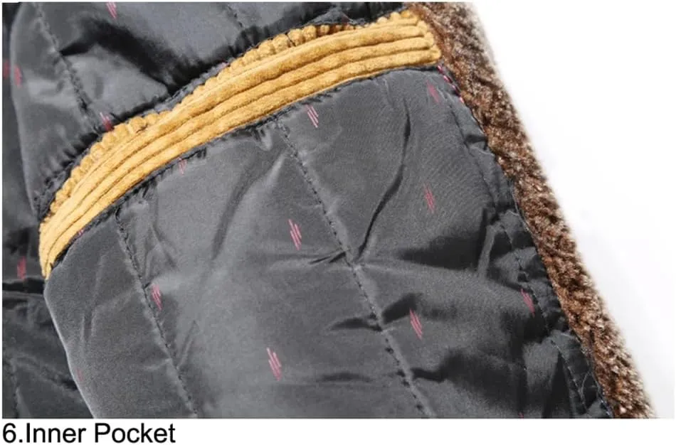Vsadsau Men's Thicked Warm Jacket Corduroy Cotton Warm Padded Coats Casual Outwear Jackets