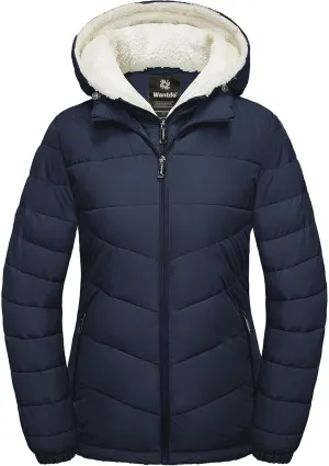 wantdo Women's Quilted Winter Coats Hooded Warm Puffer Jacket with Fleece Hood