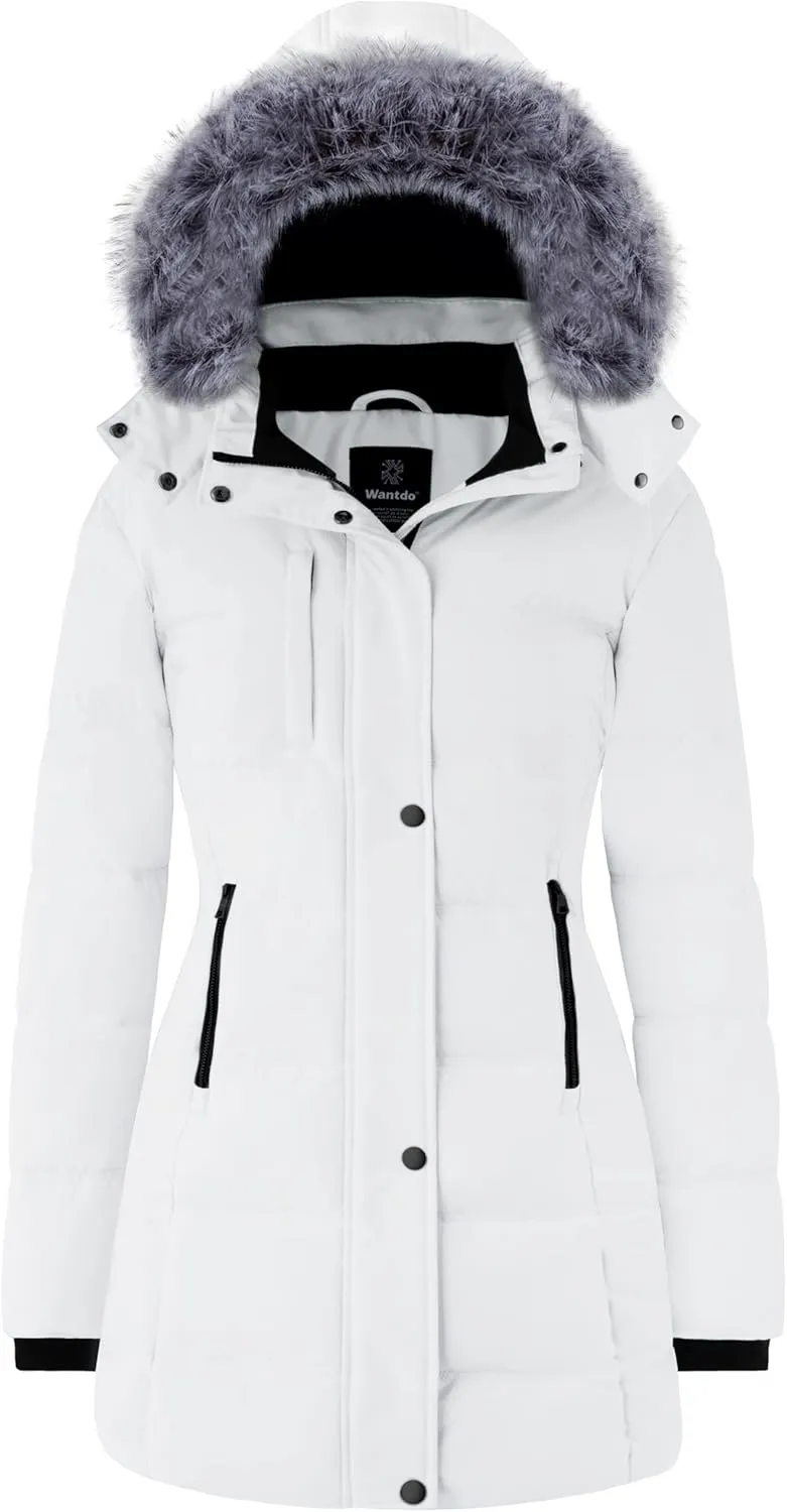 wantdo Women's Recycled Puffer Jackets Warm Winter Coats Long Winter Jacket Puffy Coat