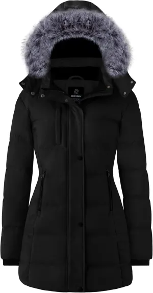wantdo Women's Recycled Puffer Jackets Warm Winter Coats Long Winter Jacket Puffy Coat