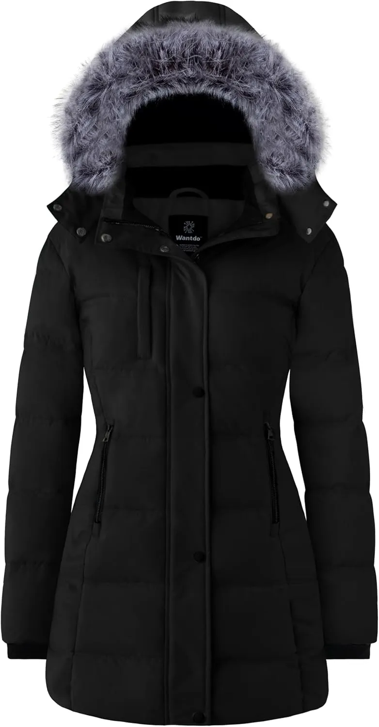 wantdo Women's Recycled Puffer Jackets Warm Winter Coats Long Winter Jacket Puffy Coat