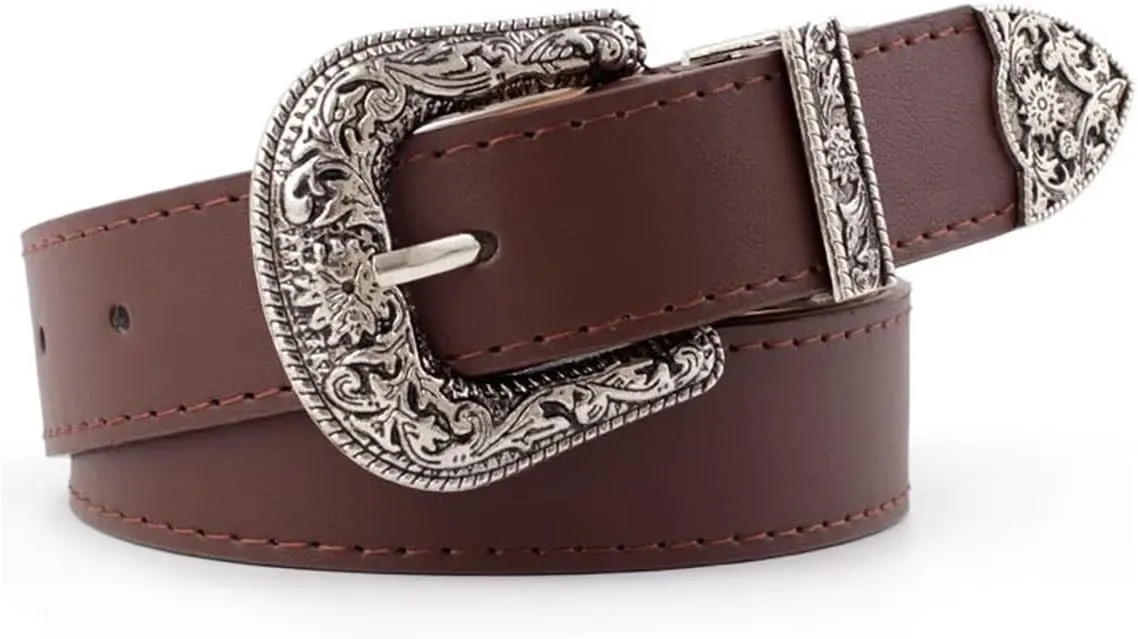 Western Belt for Women Men Cowboys Cowgirls Carving Buckles Belts for Jeans Pants