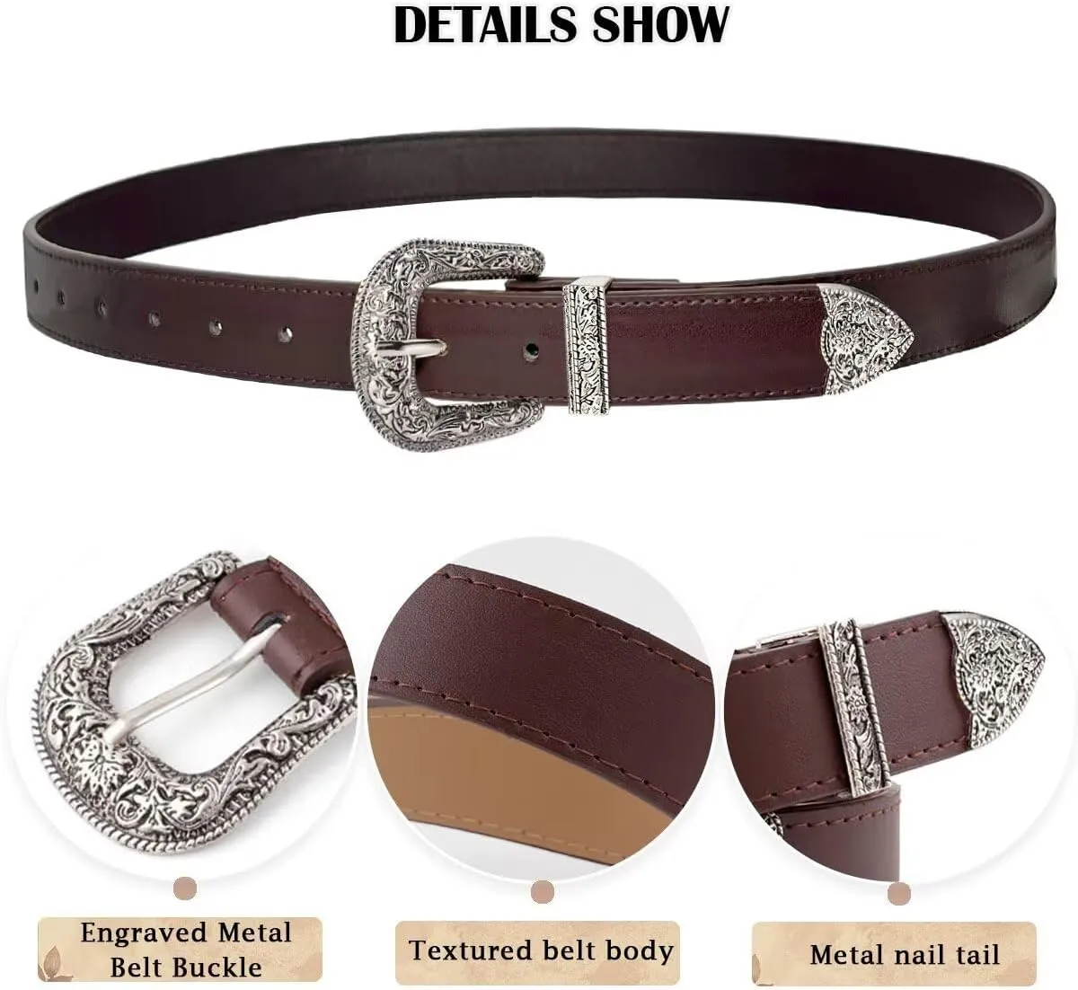 Western Belt for Women Men Cowboys Cowgirls Carving Buckles Belts for Jeans Pants