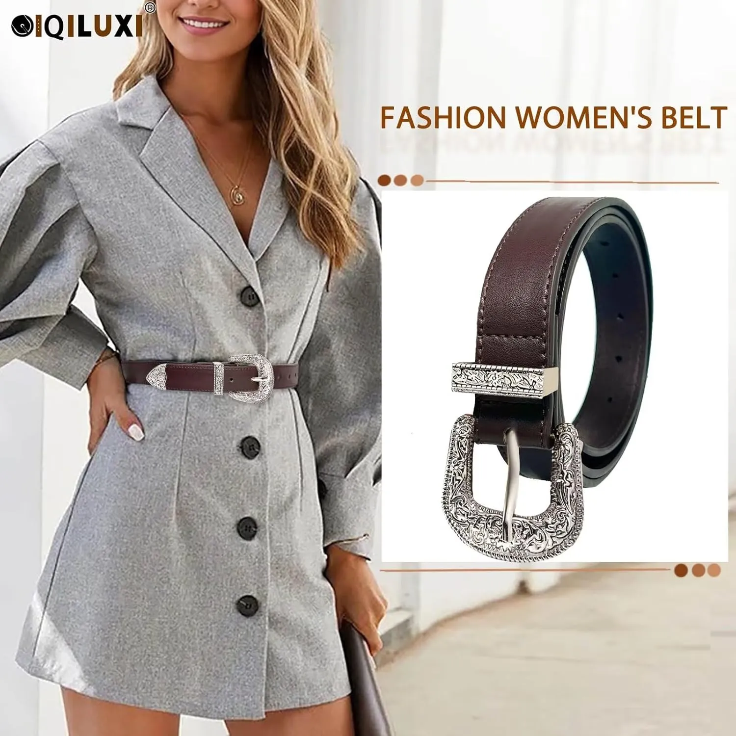 Western Belt for Women Men Cowboys Cowgirls Carving Buckles Belts for Jeans Pants