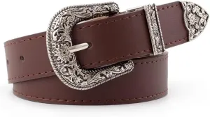 Western Belt for Women Men Cowboys Cowgirls Carving Buckles Belts for Jeans Pants