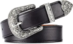 Western Belt for Women Men Cowboys Cowgirls Carving Buckles Belts for Jeans Pants