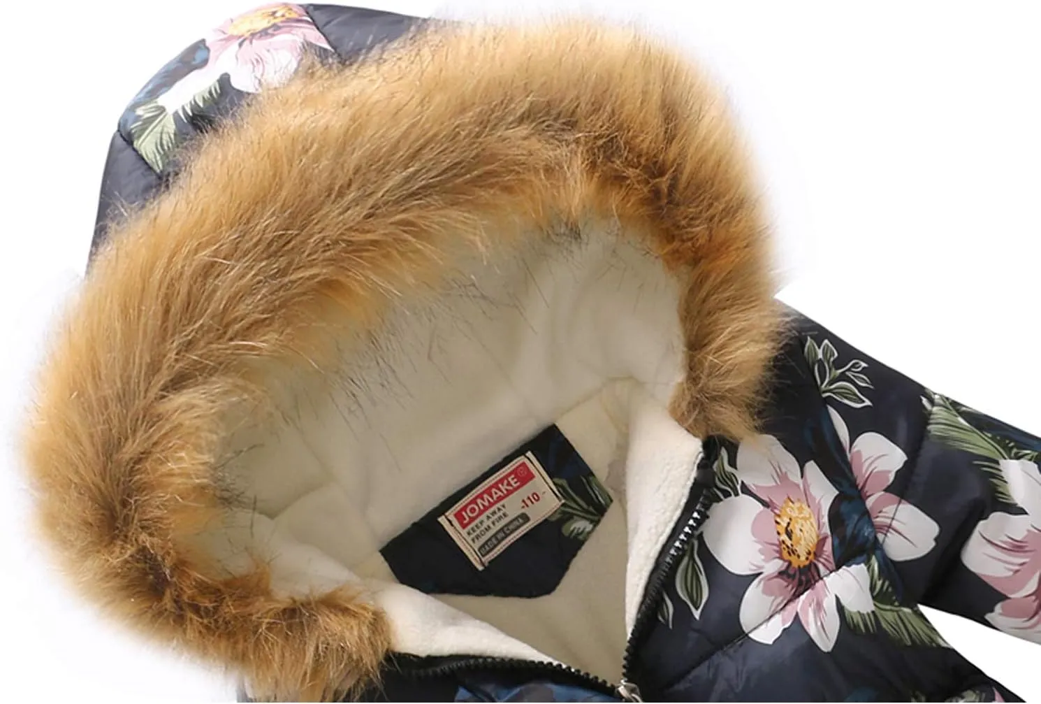 Winter Coats For Girls Hooded Waterproof Floral Printed Kids Toddler Warm Snow Jacket