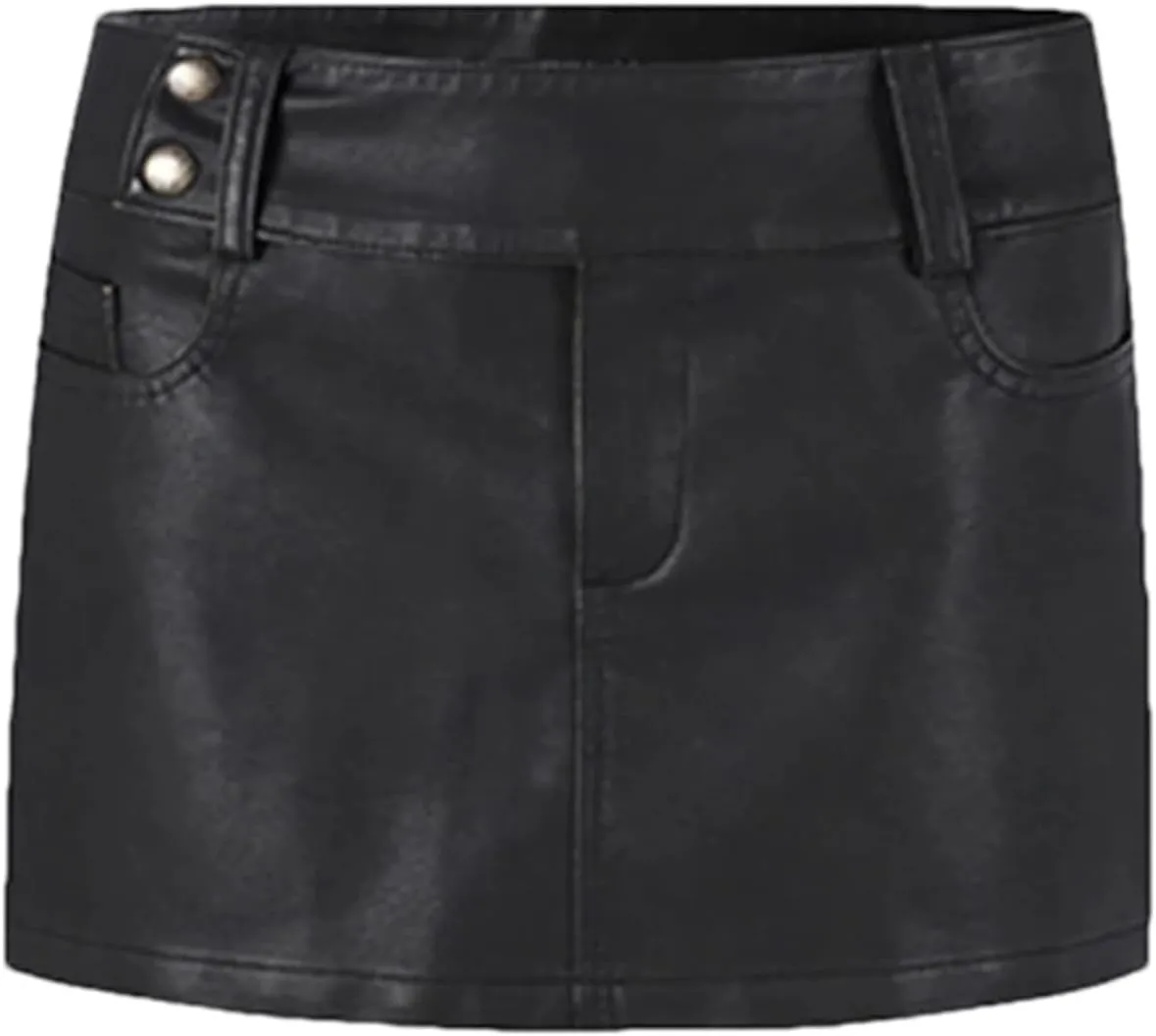 Women Black Leather Mini Skirt Classic Low Waist Sexy Slim A-LINE Pencil Skirts
