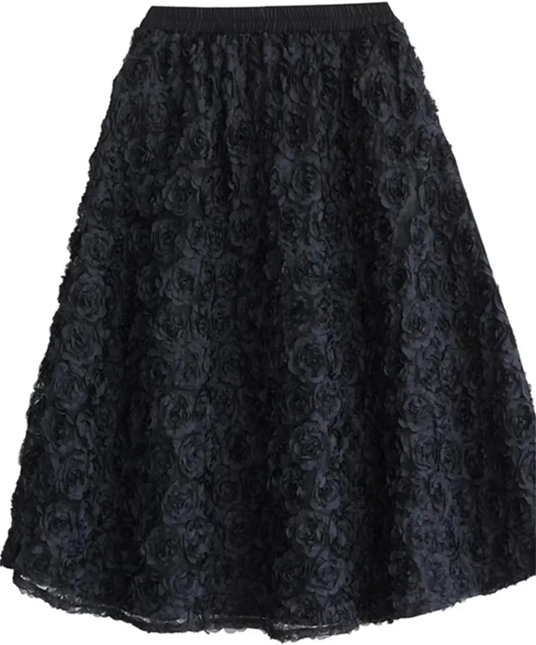 Women Elastic High Waist Midi Skirt Loose Ruffle Pleated Skirts Patchwork A-Line Casual Skirts