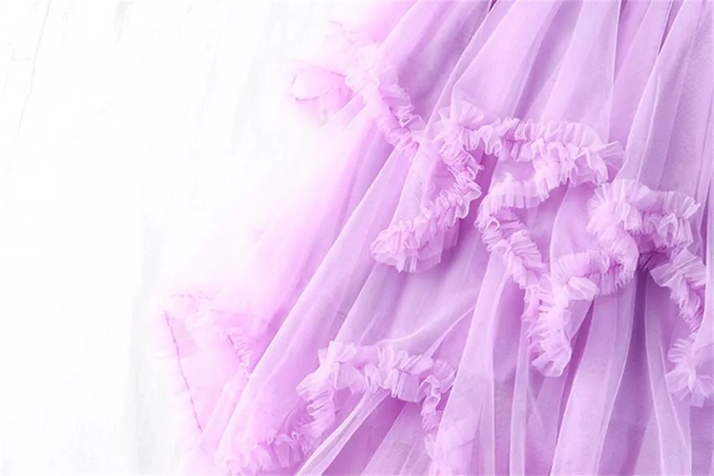 Women Irregular Tulle Skirt Midi Long High Waist Female Mesh Party A Line Skirt