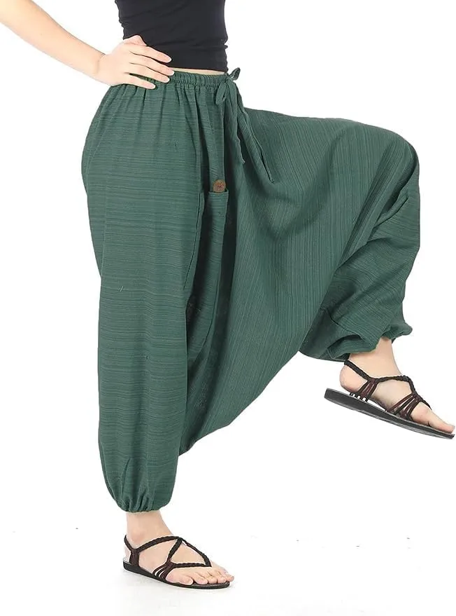Women Men Cotton Stripe Aladdin Loose Baggy Boho Hippie Harem Pants