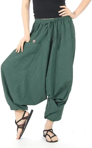 Women Men Cotton Stripe Aladdin Loose Baggy Boho Hippie Harem Pants