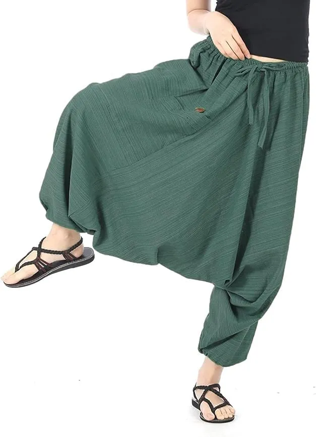 Women Men Cotton Stripe Aladdin Loose Baggy Boho Hippie Harem Pants