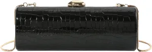 Women PU Leather Crossbody Clutch Bag Chain Burgundy Evening Purse Wedding Parties