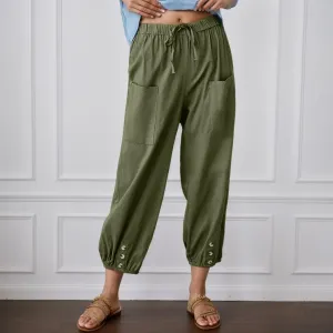 Women Summer Linen Pant 2025 High Waist Drawstring Baggy Pant Casual Loose Boho Vacation Beach Wide Leg Trouser Pocket
