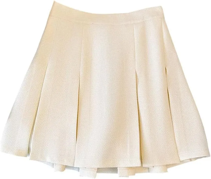 Women Summer Plus Size Loose Solid A-Line Pleated Elastic Waist Mini Skirts