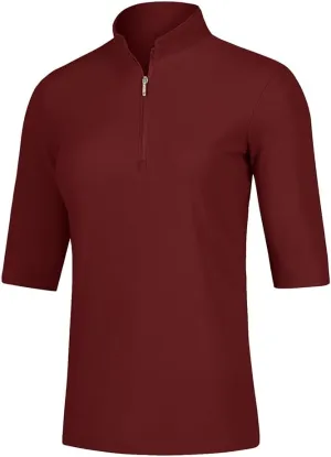 Women's 3/4 Sleeve Golf Polo Shirts UPF 50  1/4 Zip Pullover Shirts Quick Dry Outdoor Athletic Shirt