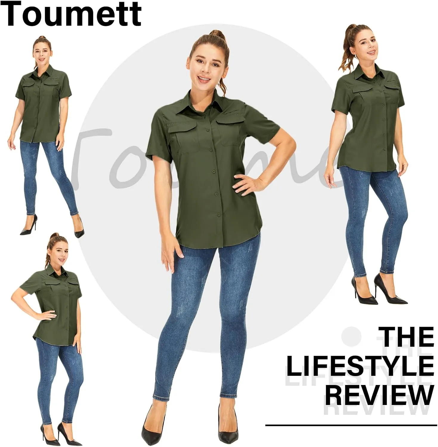 Women's Button Down Shirts UPF 50  Short Sleeve Sun Protection Shirts Stretch Quick Dry Shirt for Fishing, Hiking, Travel