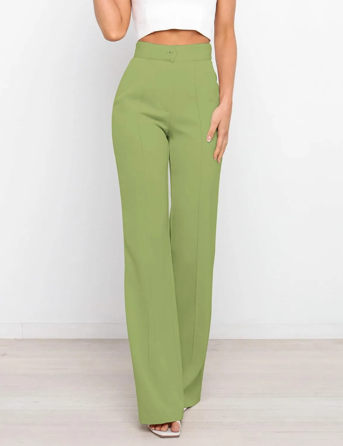 Women's Causal High Waisted Wide Leg Pants, Bootcut Dress Pants for Women, Work Pants with Pockets for Women Office