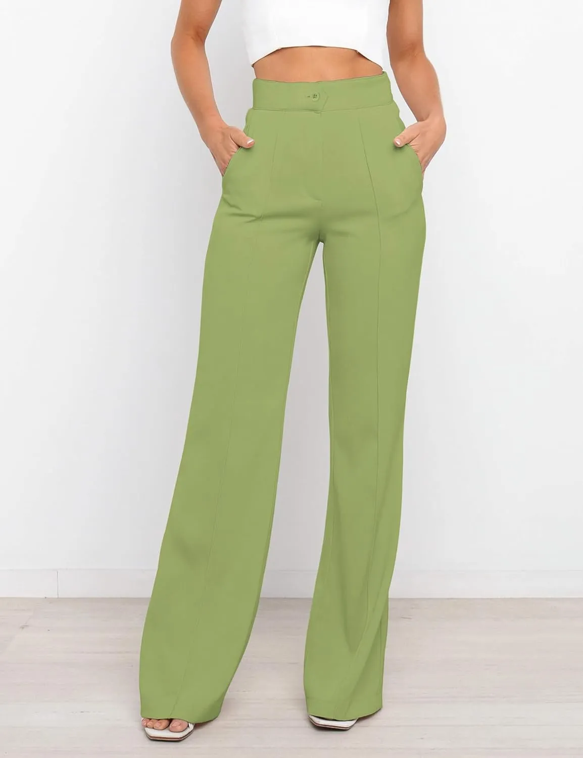 Women's Causal High Waisted Wide Leg Pants, Bootcut Dress Pants for Women, Work Pants with Pockets for Women Office